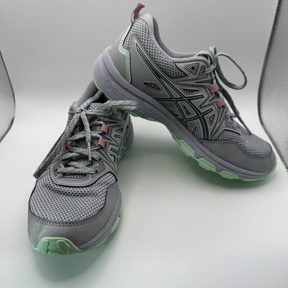 ASICS Gel-Venture 8 Grey Mint Green Trail Running Shoes 1012B230 Womens 6